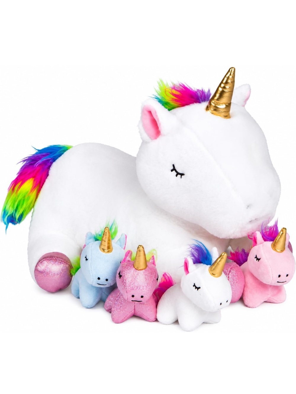 PixieCrush Unicorn Stuffed Animals Set of 5 - Mommy with Babies